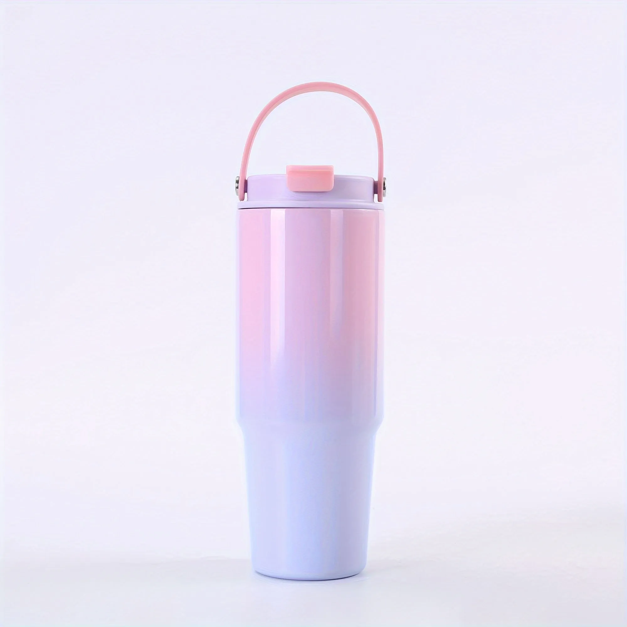 17oz/500ml, Gradient Stainless Steel Insulated Tumbler, 304 High-Capacity Outdoor Travel Cup With Handle, Portable Vehicle Thermal Mug, Aesthetic Large Water Bottle