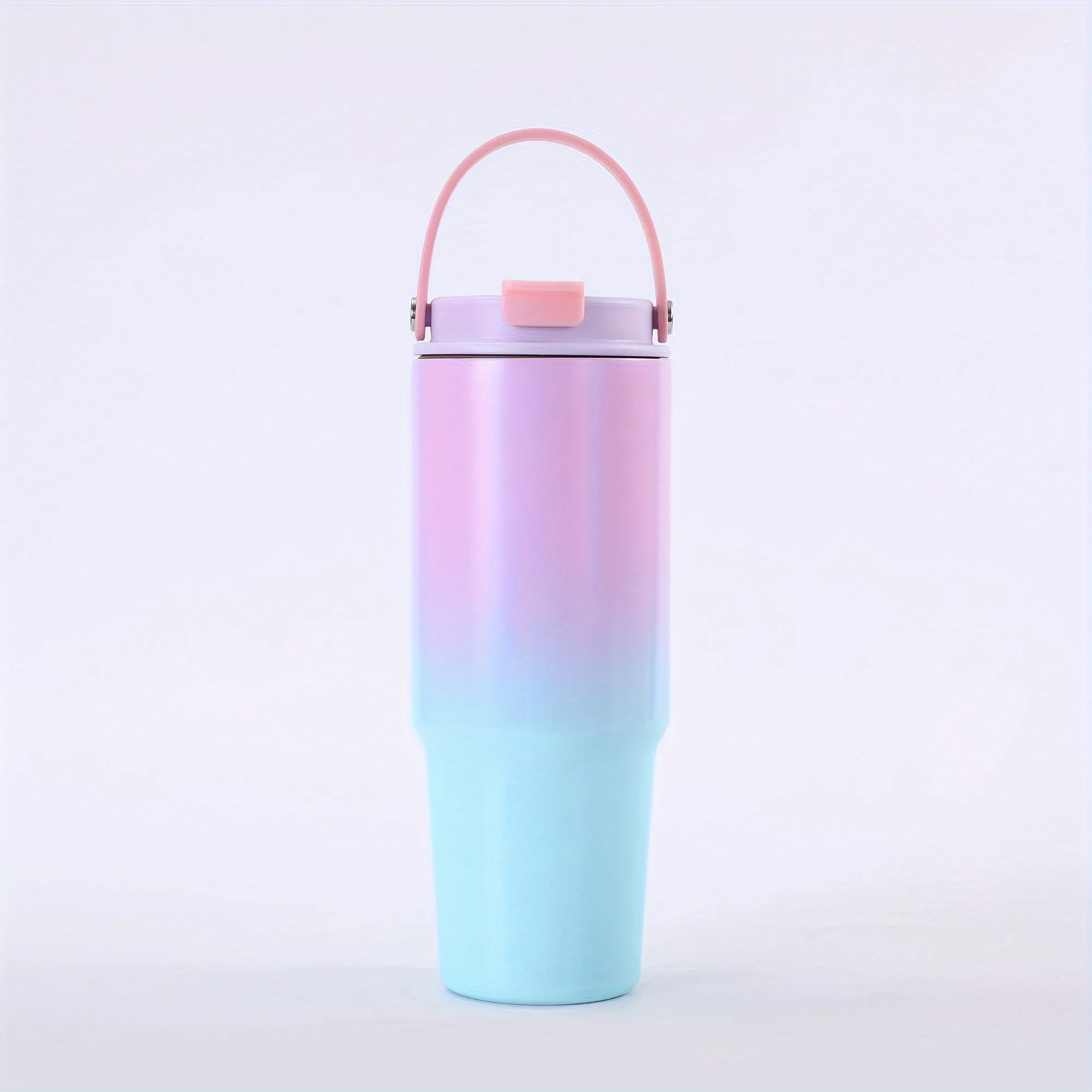 17oz/500ml, Gradient Stainless Steel Insulated Tumbler, 304 High-Capacity Outdoor Travel Cup With Handle, Portable Vehicle Thermal Mug, Aesthetic Large Water Bottle