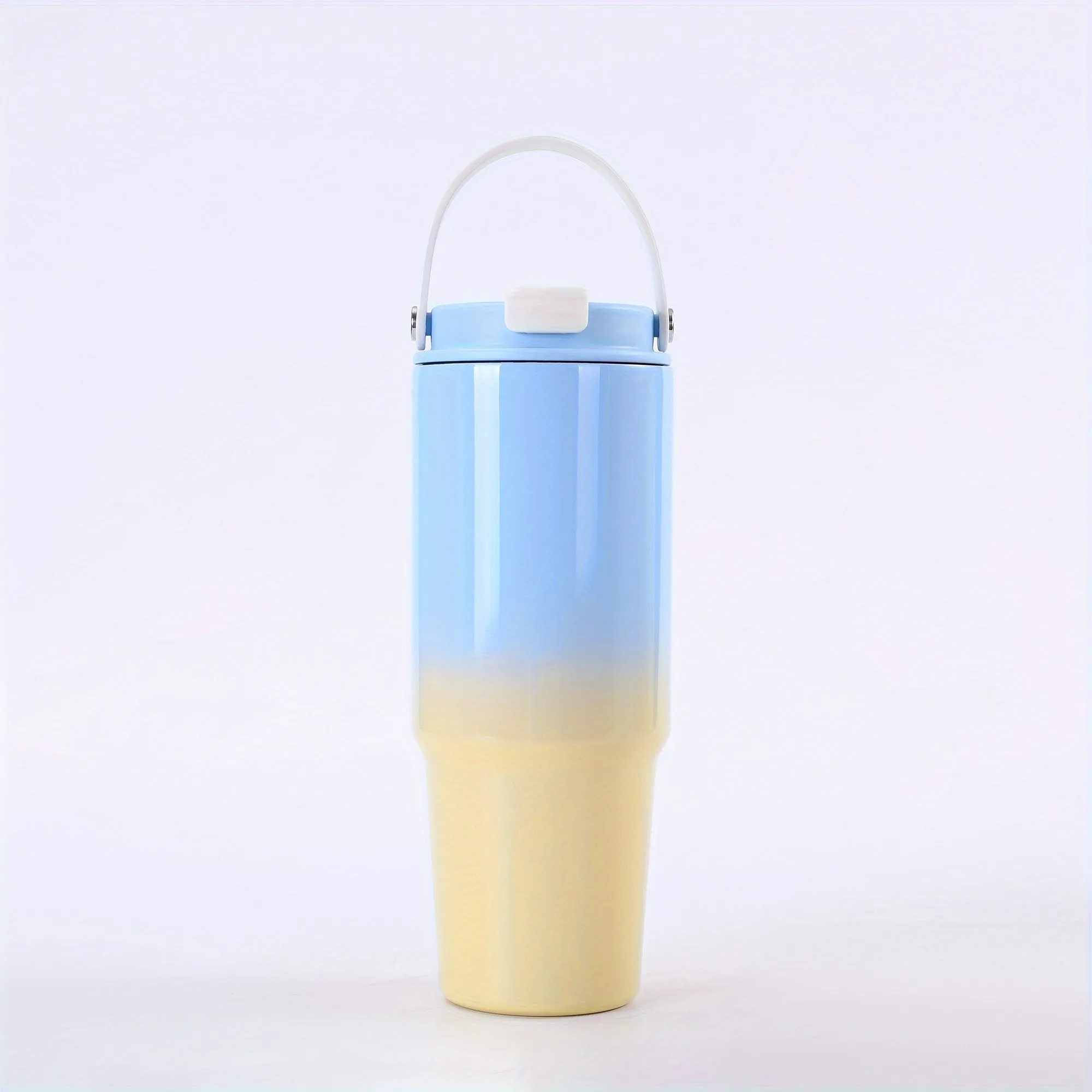 17oz/500ml, Gradient Stainless Steel Insulated Tumbler, 304 High-Capacity Outdoor Travel Cup With Handle, Portable Vehicle Thermal Mug, Aesthetic Large Water Bottle