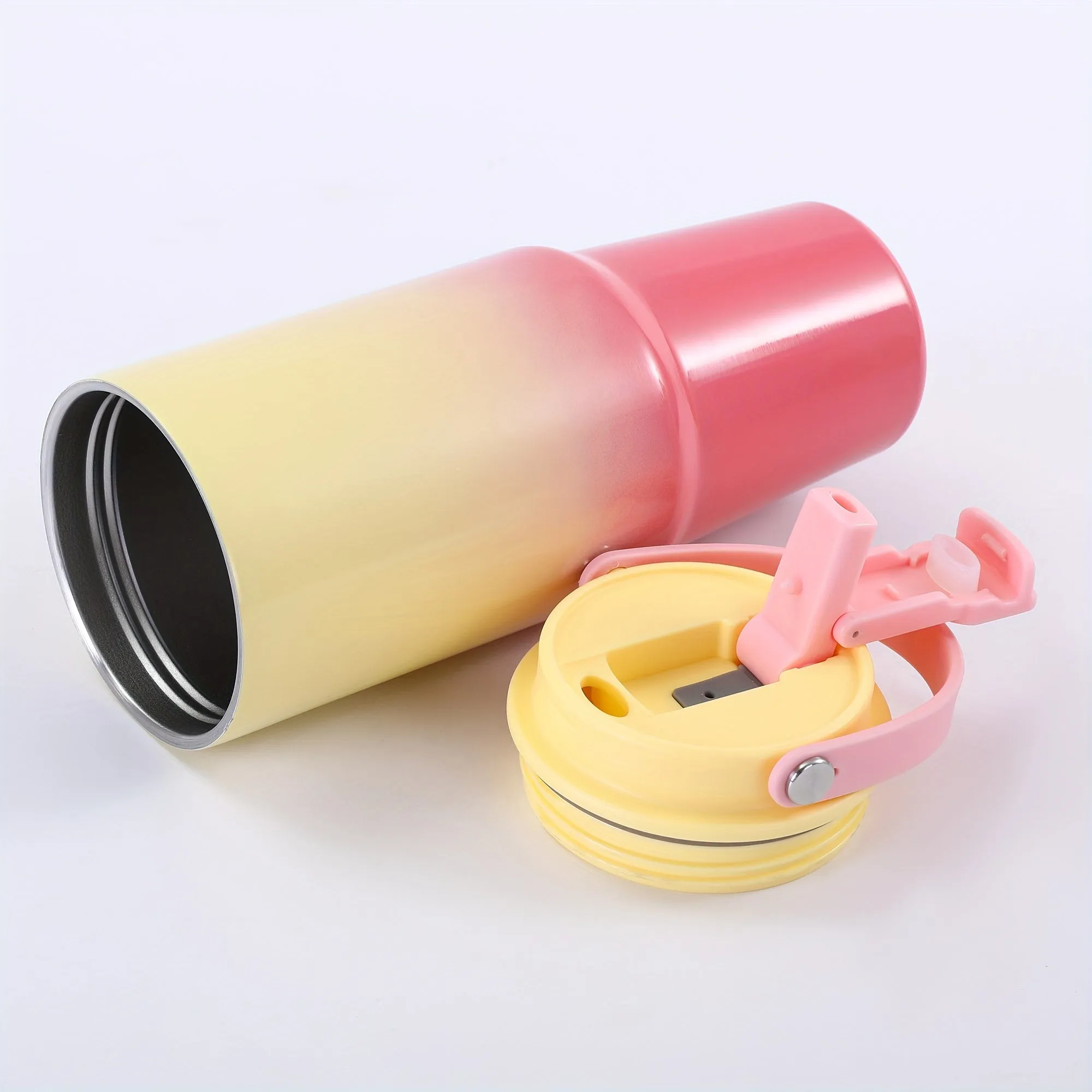 17oz/500ml, Gradient Stainless Steel Insulated Tumbler, 304 High-Capacity Outdoor Travel Cup With Handle, Portable Vehicle Thermal Mug, Aesthetic Large Water Bottle