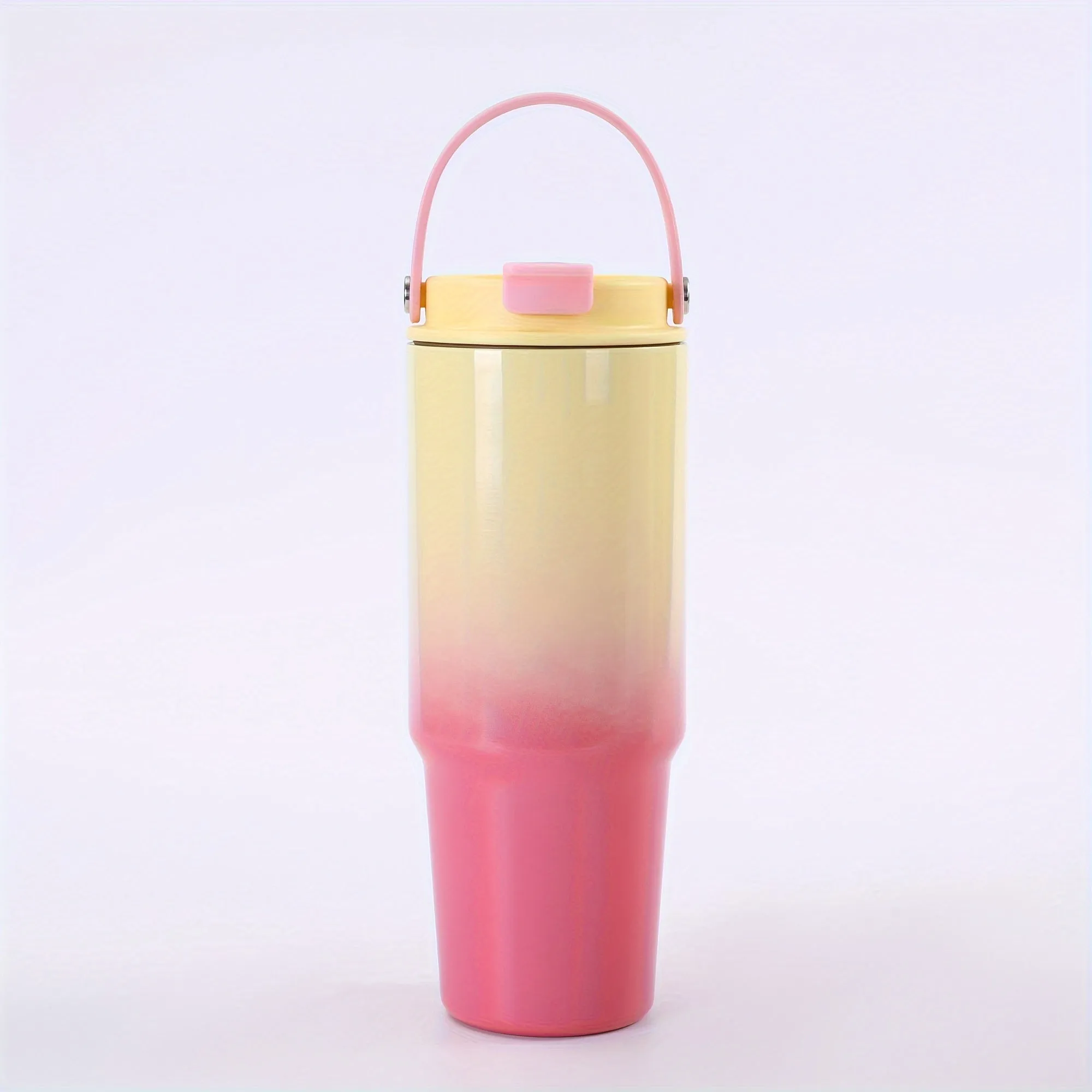 17oz/500ml, Gradient Stainless Steel Insulated Tumbler, 304 High-Capacity Outdoor Travel Cup With Handle, Portable Vehicle Thermal Mug, Aesthetic Large Water Bottle