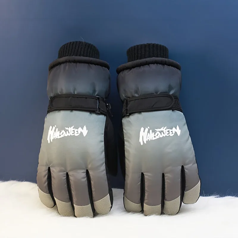 1pair Touch Screen Skiing Gloves - Gradient Color Design, Thickened Inner - Windproof Waterproof Touch Screen Gloves