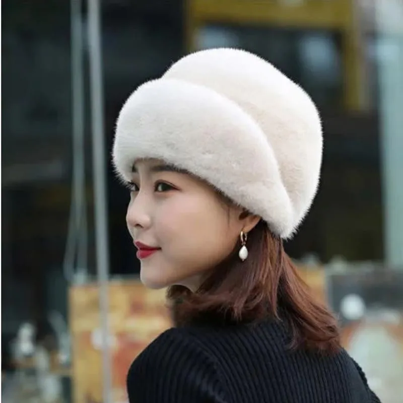 1Pc Cozy Faux Fur Beanie - Women's Warm Winter Hat for Thick Warm Ears, Snow Cap, Windproof, Soft, and Stylish - Perfect for Cold Weather Outdoor Activities
