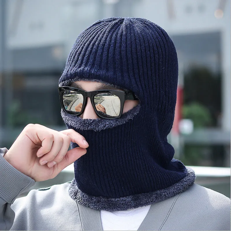 1pc  Hat Scarf All-in-one Men's Winter Hooded Scarf Lei Feng Hat  Plus Velvet Thickened Warm Windproof Mask Cycling Cold Protection