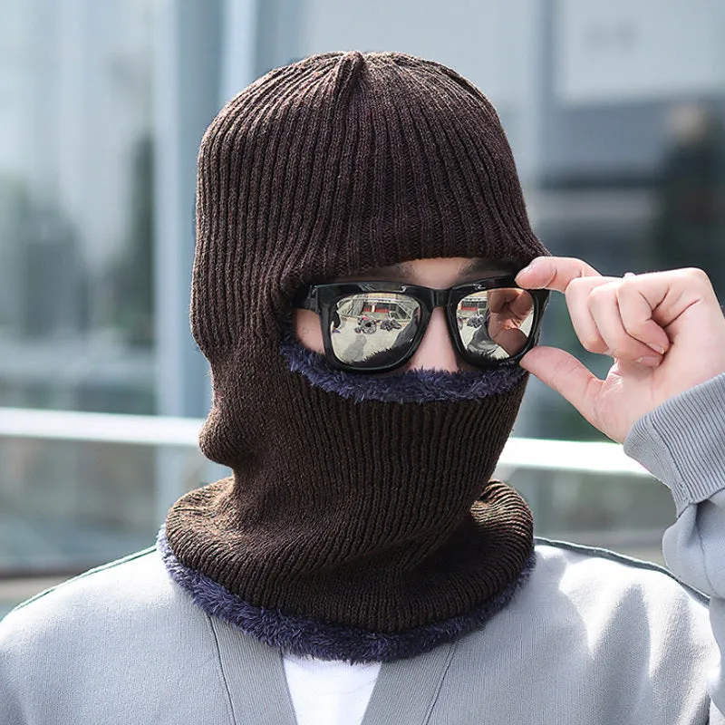 1pc  Hat Scarf All-in-one Men's Winter Hooded Scarf Lei Feng Hat  Plus Velvet Thickened Warm Windproof Mask Cycling Cold Protection
