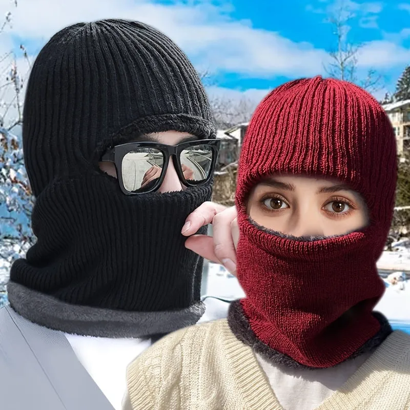 1pc  Hat Scarf All-in-one Men's Winter Hooded Scarf Lei Feng Hat  Plus Velvet Thickened Warm Windproof Mask Cycling Cold Protection