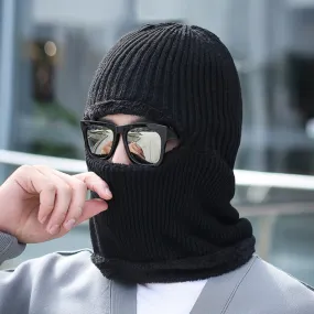 1pc  Hat Scarf All-in-one Men's Winter Hooded Scarf Lei Feng Hat  Plus Velvet Thickened Warm Windproof Mask Cycling Cold Protection