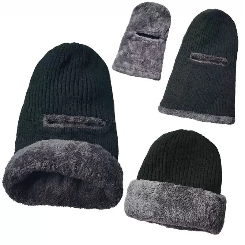 1pc  Hat Scarf All-in-one Men's Winter Hooded Scarf Lei Feng Hat  Plus Velvet Thickened Warm Windproof Mask Cycling Cold Protection