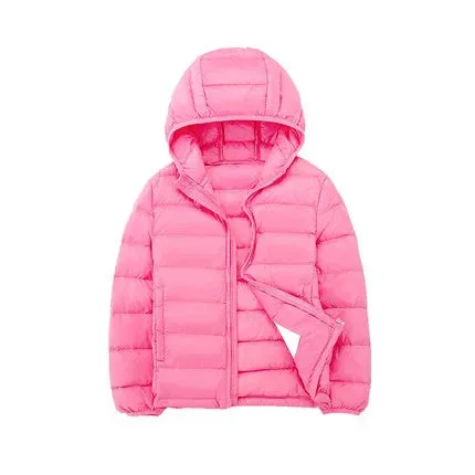 2-14 Years Autumn Winter Light Weight Children's Hooded Down Jackets Kids Clothing Boys Girls Portable Windproof Duck Down Coats