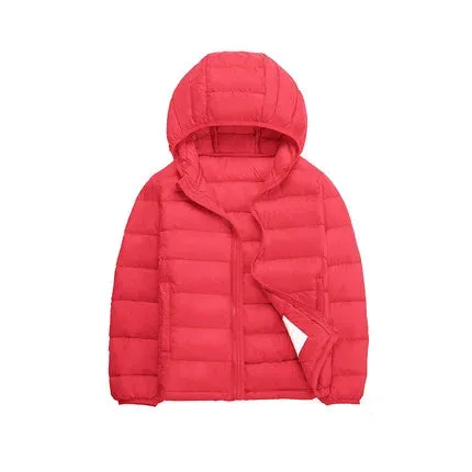 2-14 Years Autumn Winter Light Weight Children's Hooded Down Jackets Kids Clothing Boys Girls Portable Windproof Duck Down Coats