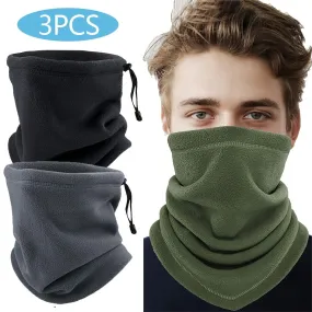 3pcs Winter Fleece Neck Warmer Gaiter Windproof Ski Face Mask Scarf For Cold Weather