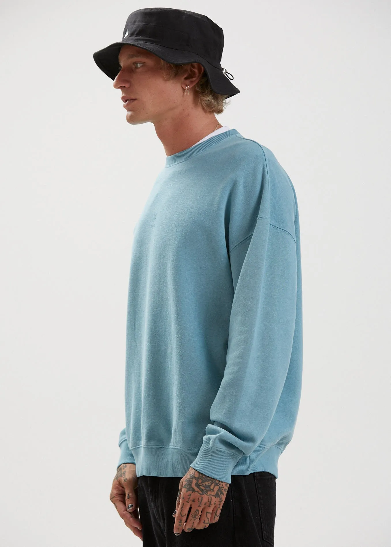Afends Mens Cadet - Hemp Crew Neck Jumper  - Marine