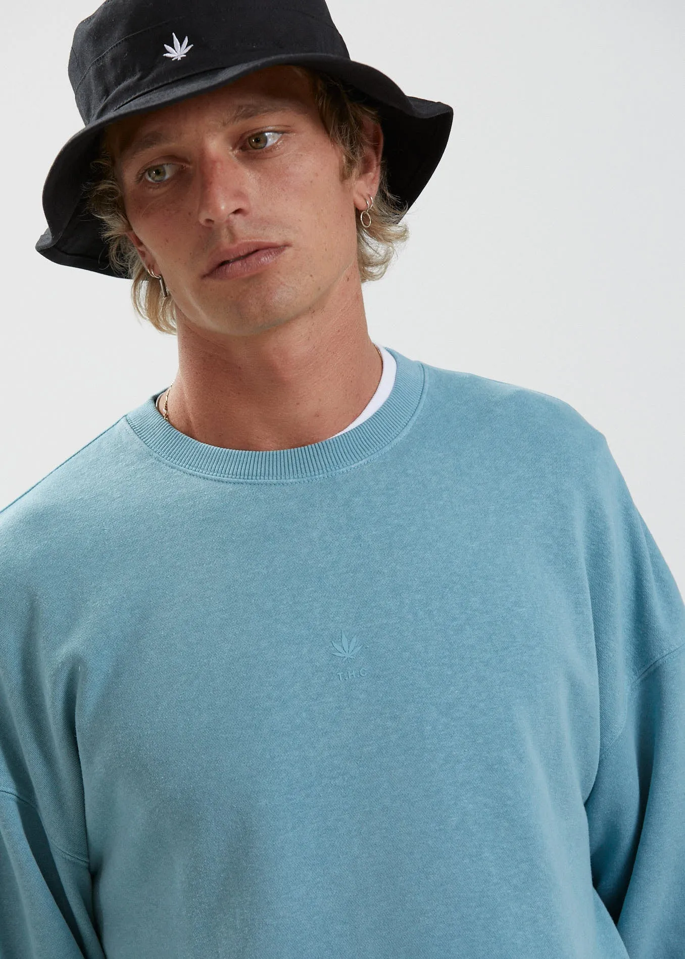 Afends Mens Cadet - Hemp Crew Neck Jumper  - Marine