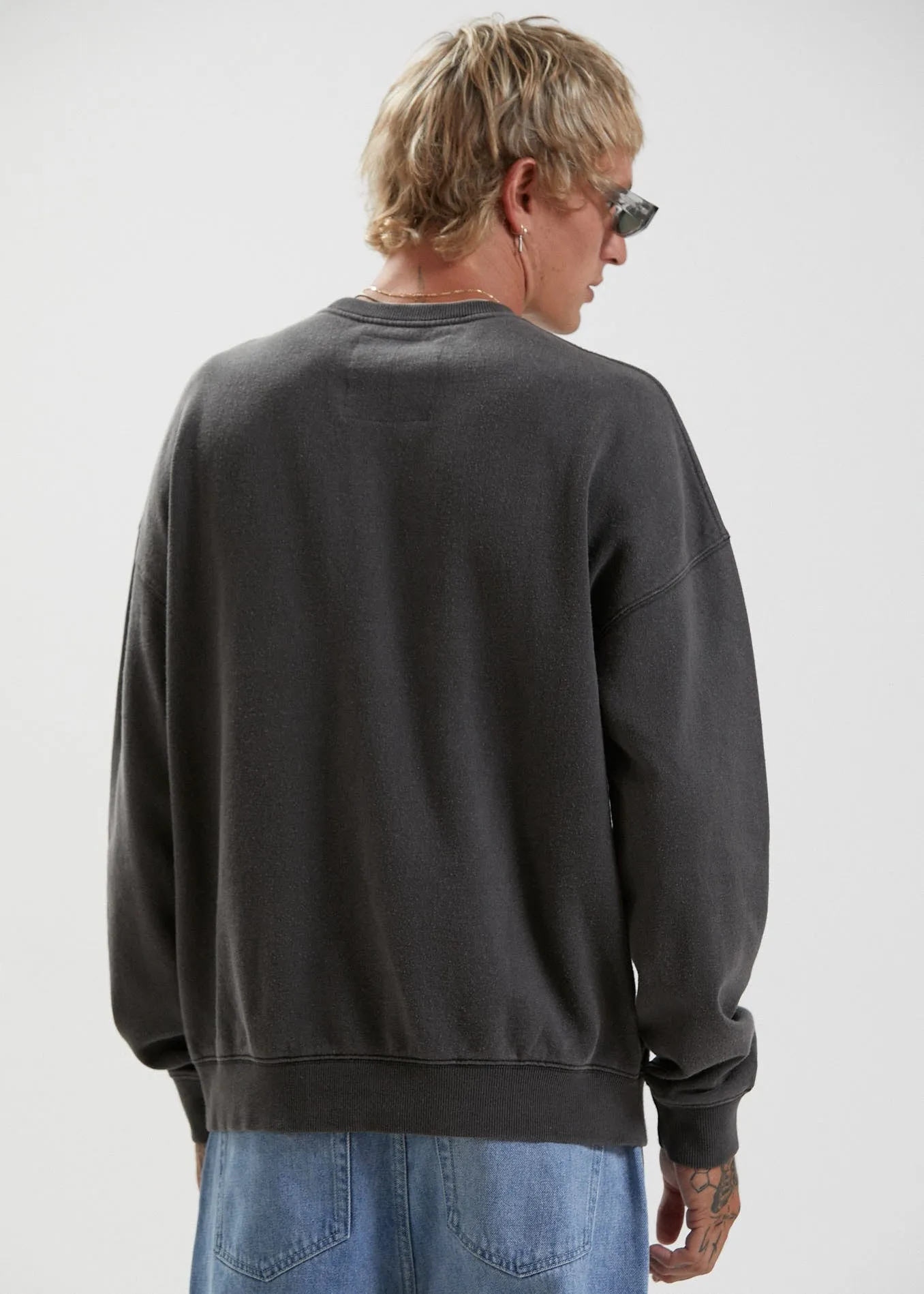Afends Mens Cadet - Hemp Crew Neck Jumper - Stone Black
