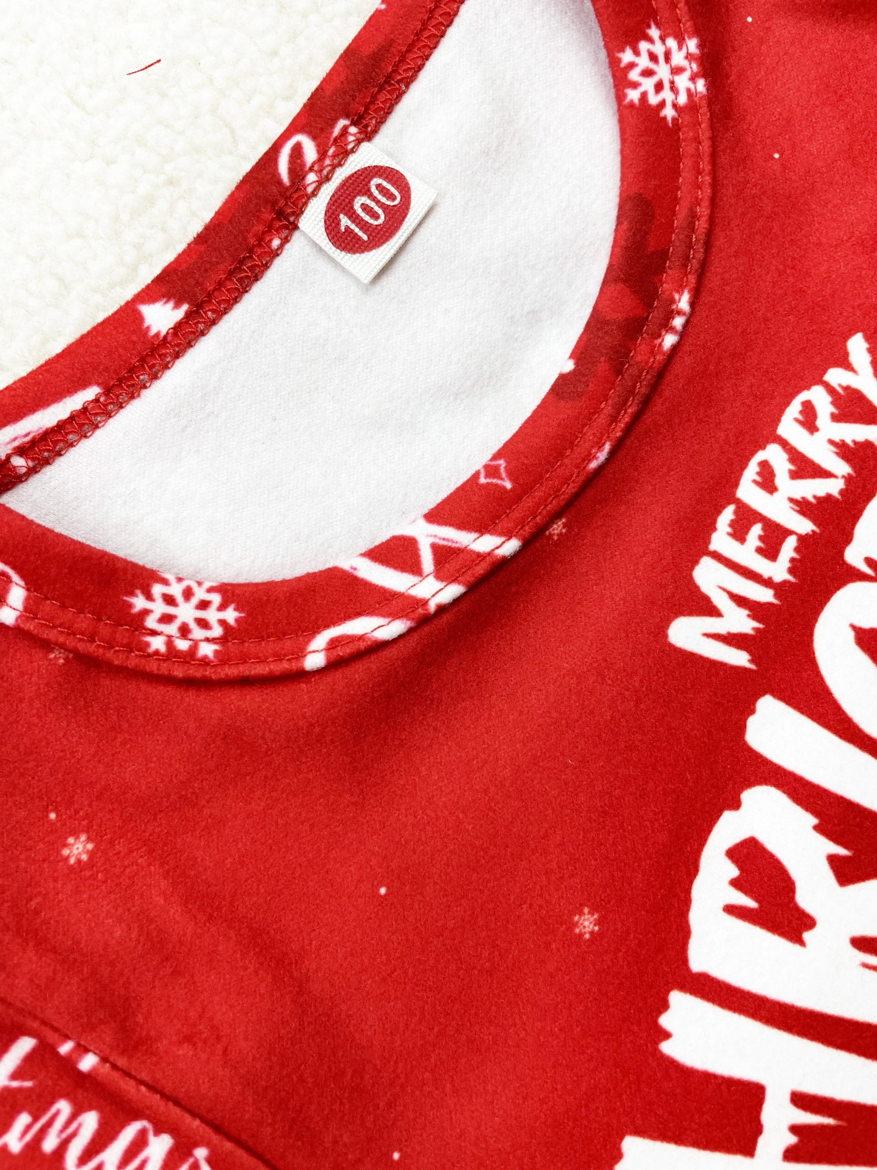 Boys/Girls Long Sleeve Top Long Pants Clothes Set, New Year Red Festival Christmas Dinosaur Print Windproof Warm Fleece High Elasticity Comfortable And Soft Underwear Set For Autumn/ Winter