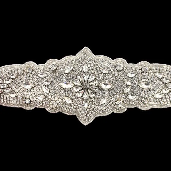 Bridal Sash with Wrap Around Crystal Applique