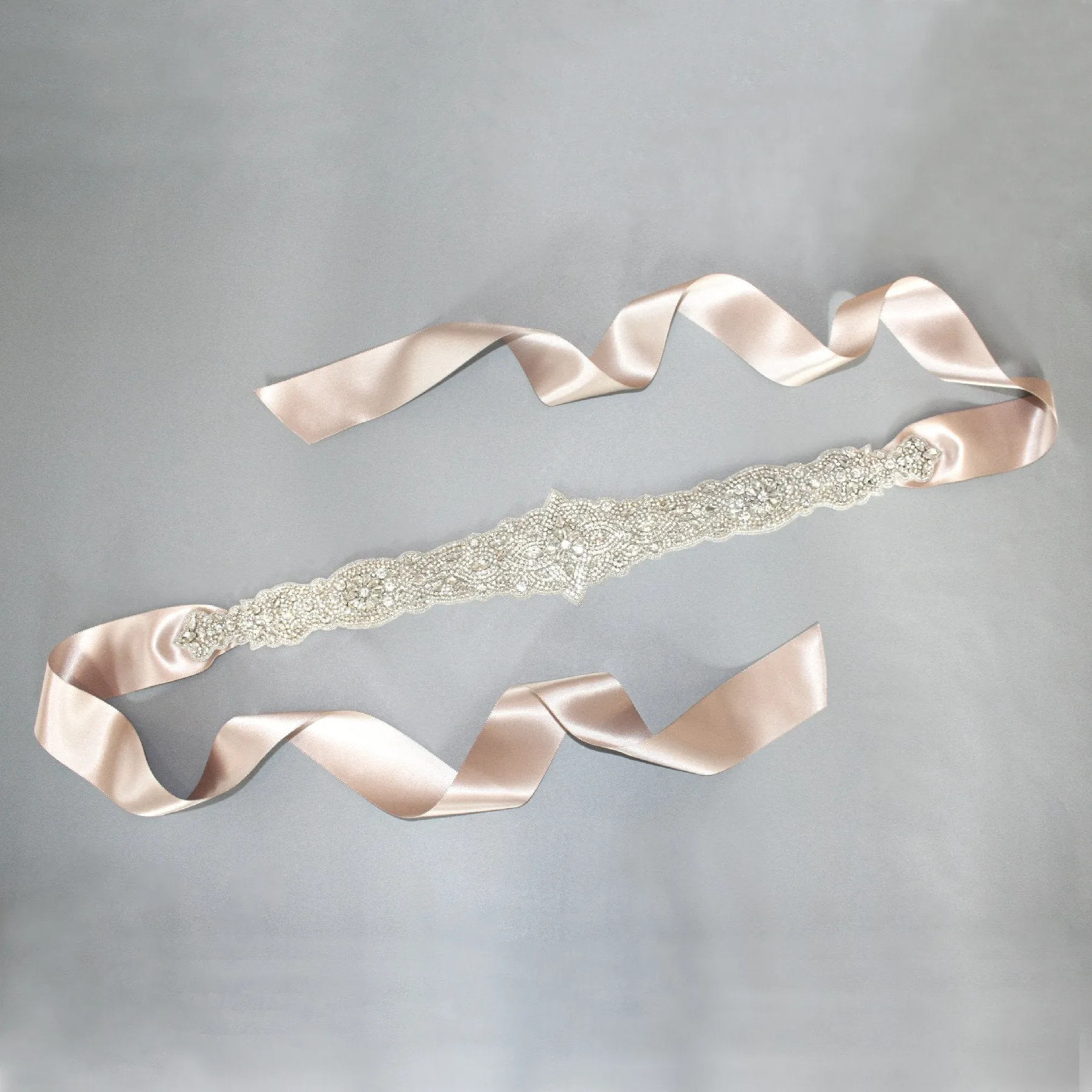 Bridal Sash with Wrap Around Crystal Applique