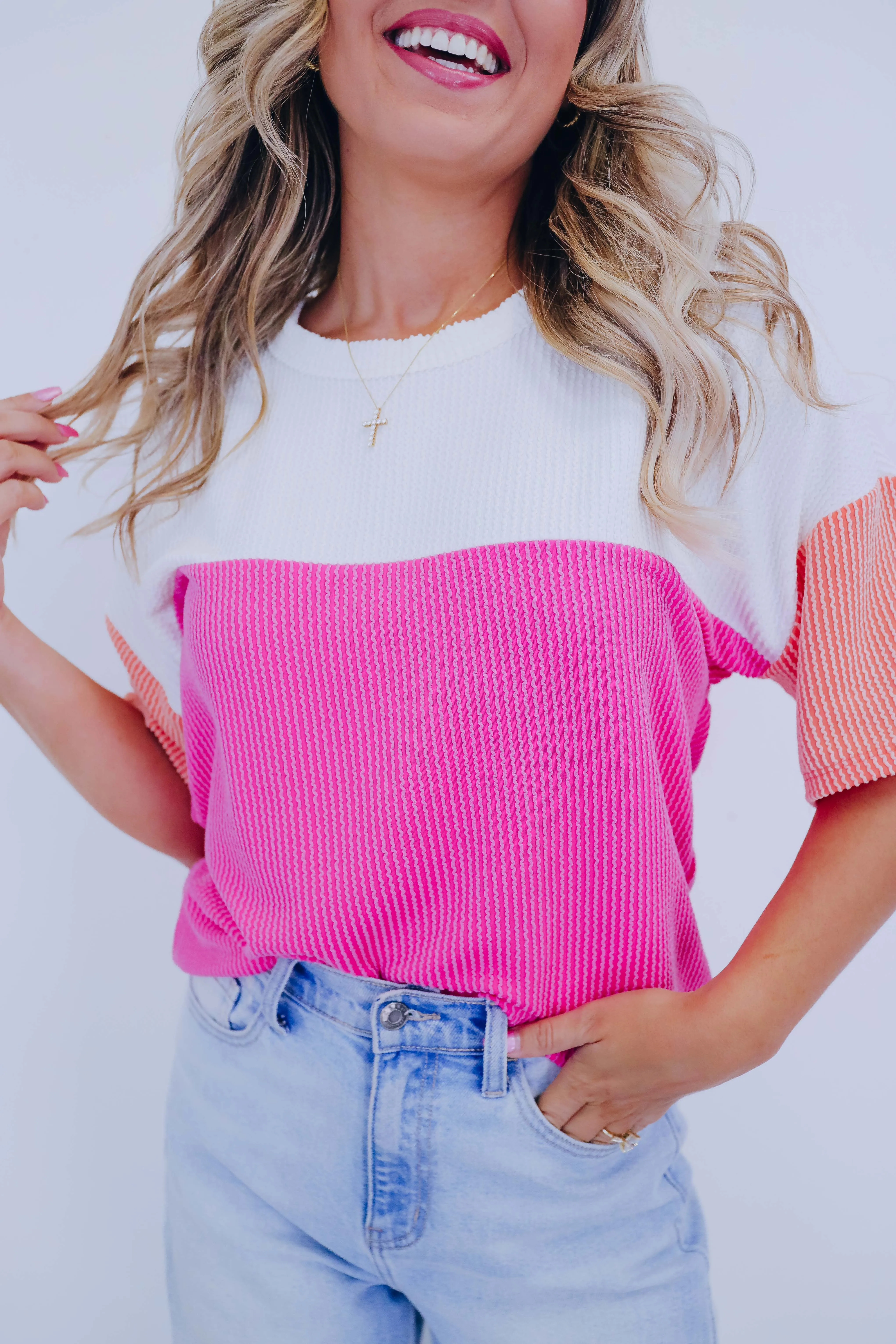 Cindy Sherbet Colorblock Top