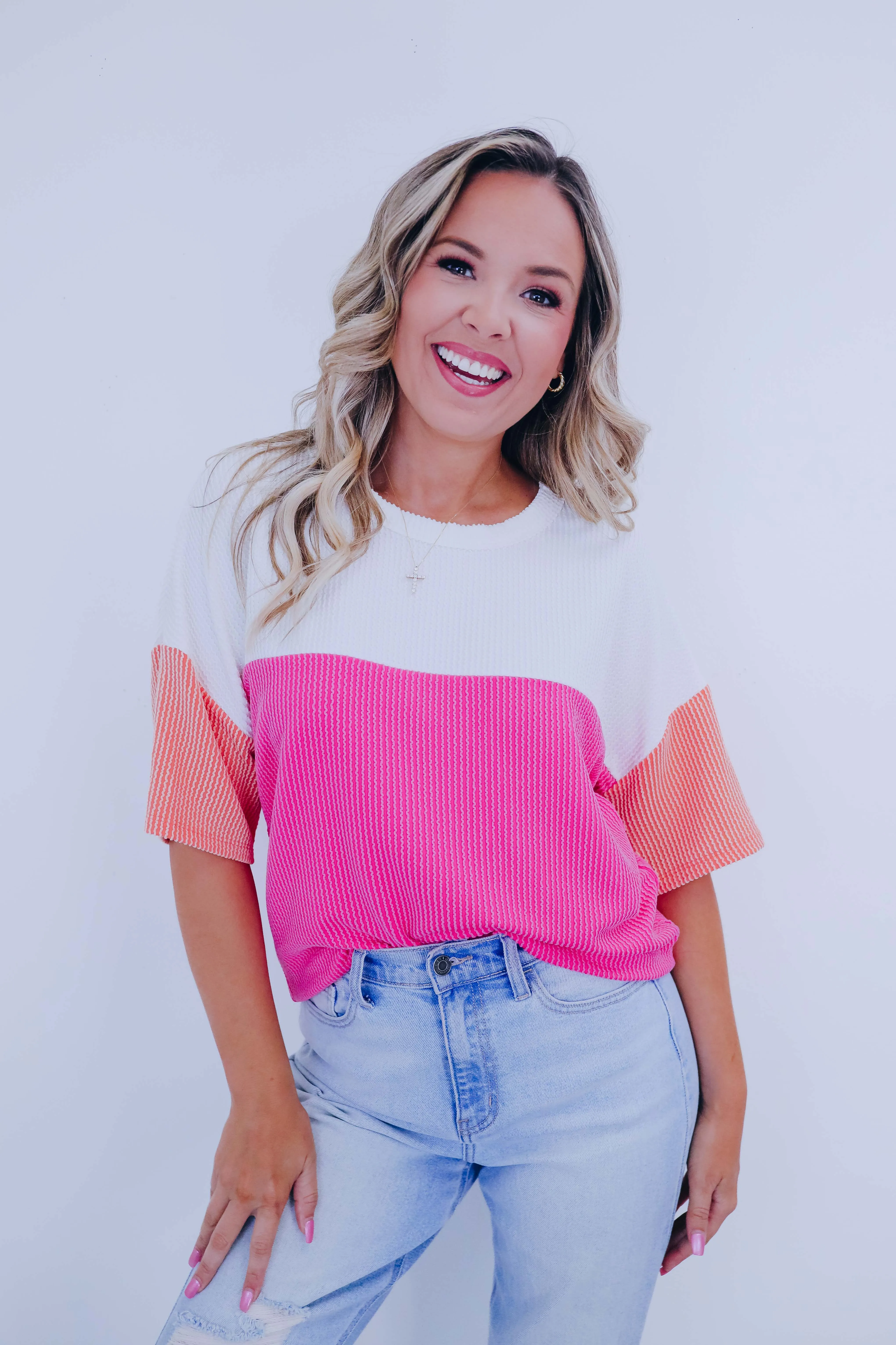 Cindy Sherbet Colorblock Top