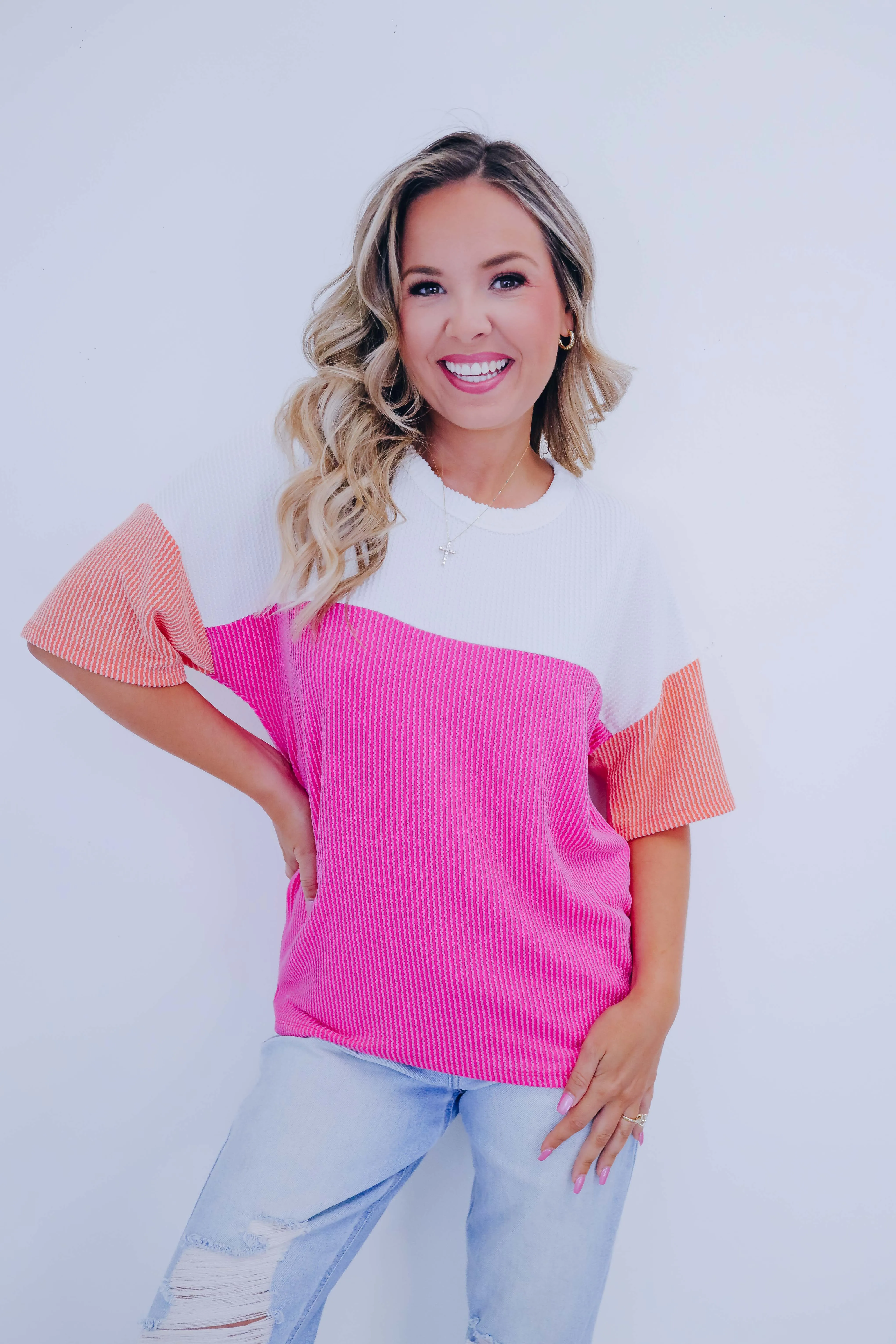Cindy Sherbet Colorblock Top