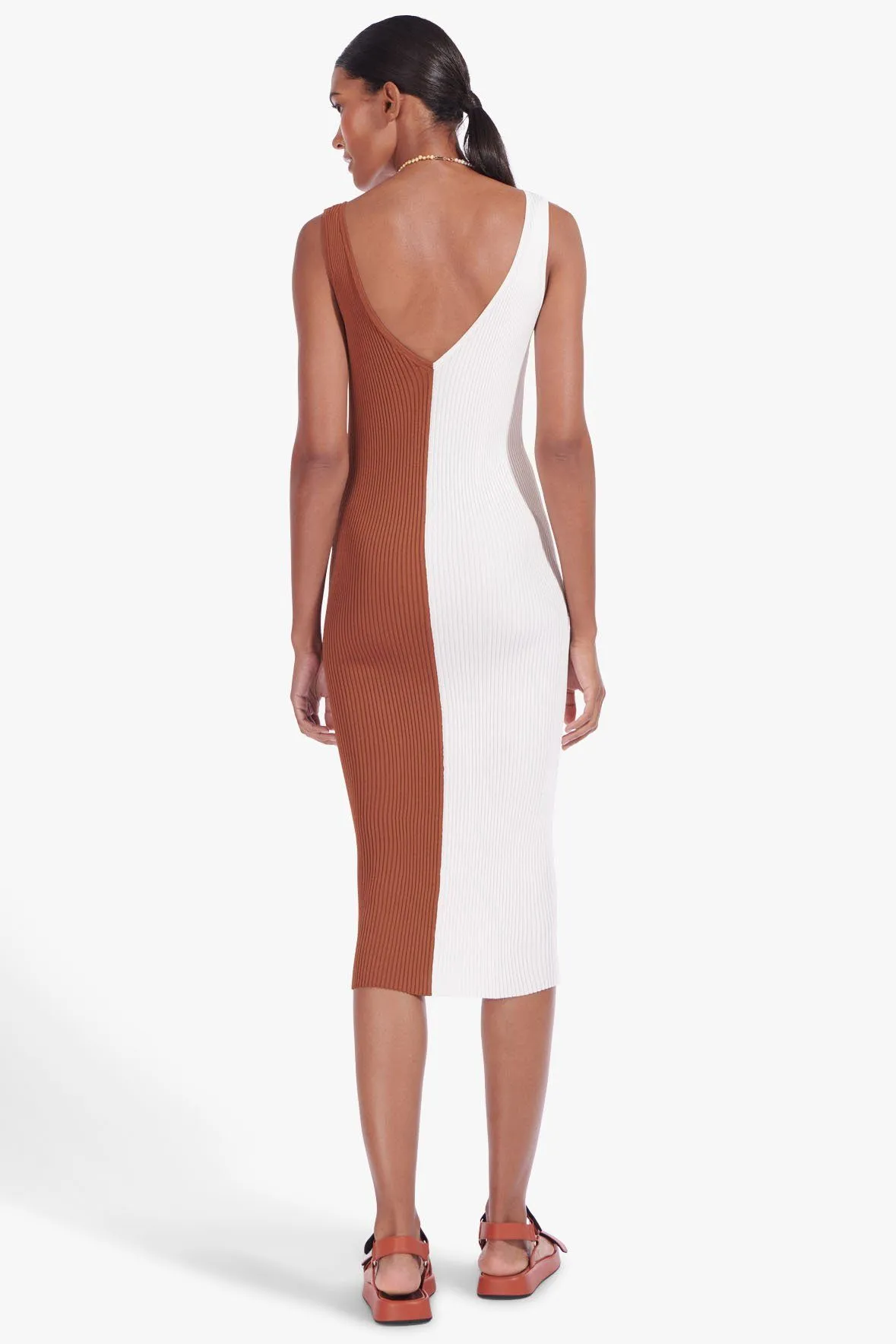 DANA DRESS | TAN WHITE