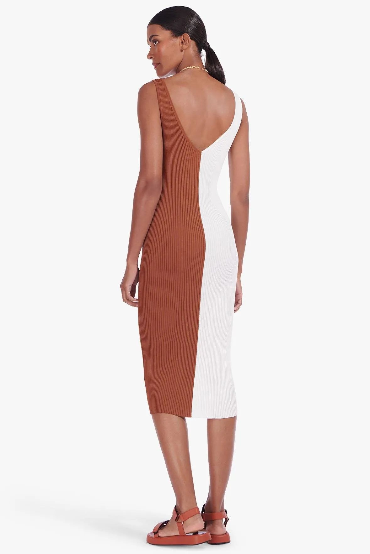 DANA DRESS | TAN WHITE