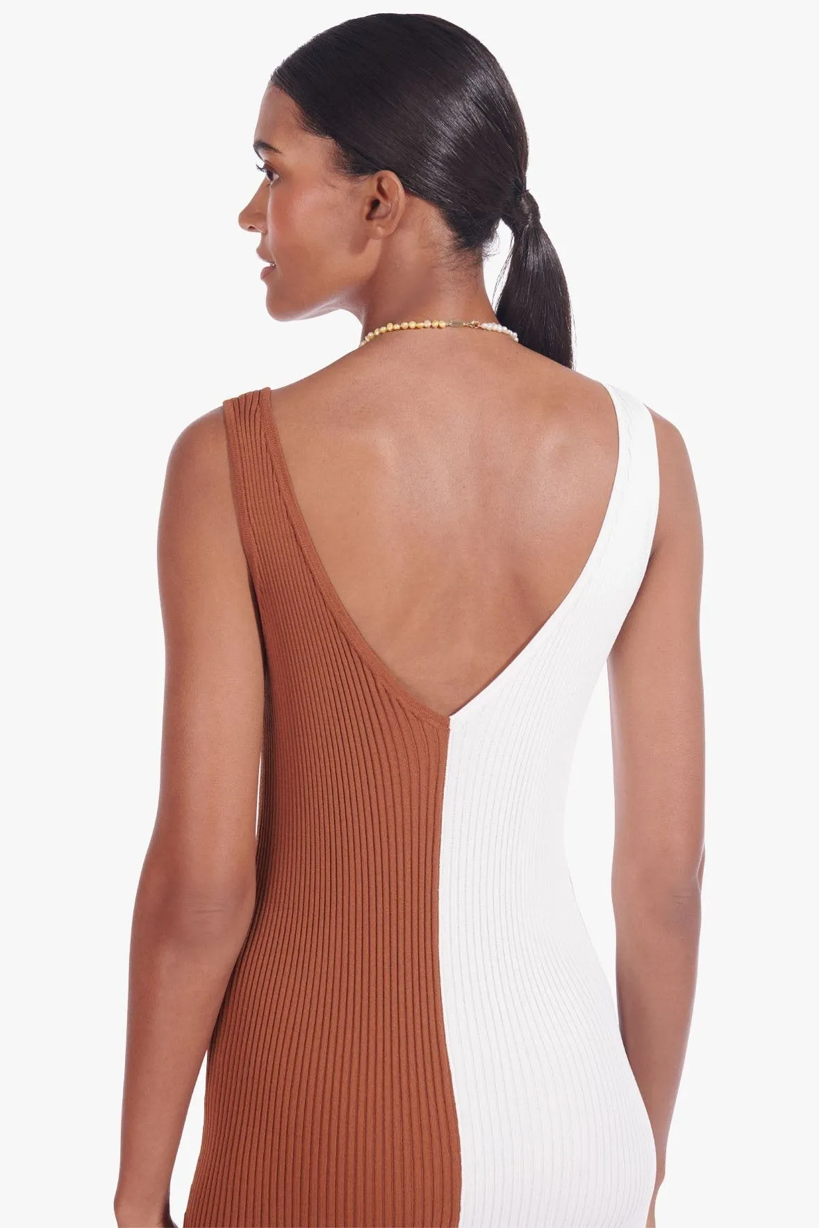 DANA DRESS | TAN WHITE