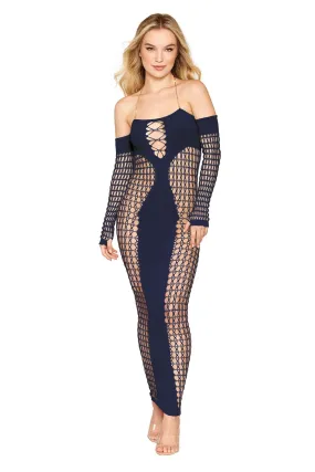 DG0486 Dreamgirl Seamless Bodystocking Gown with Removable Gold Halter Chain