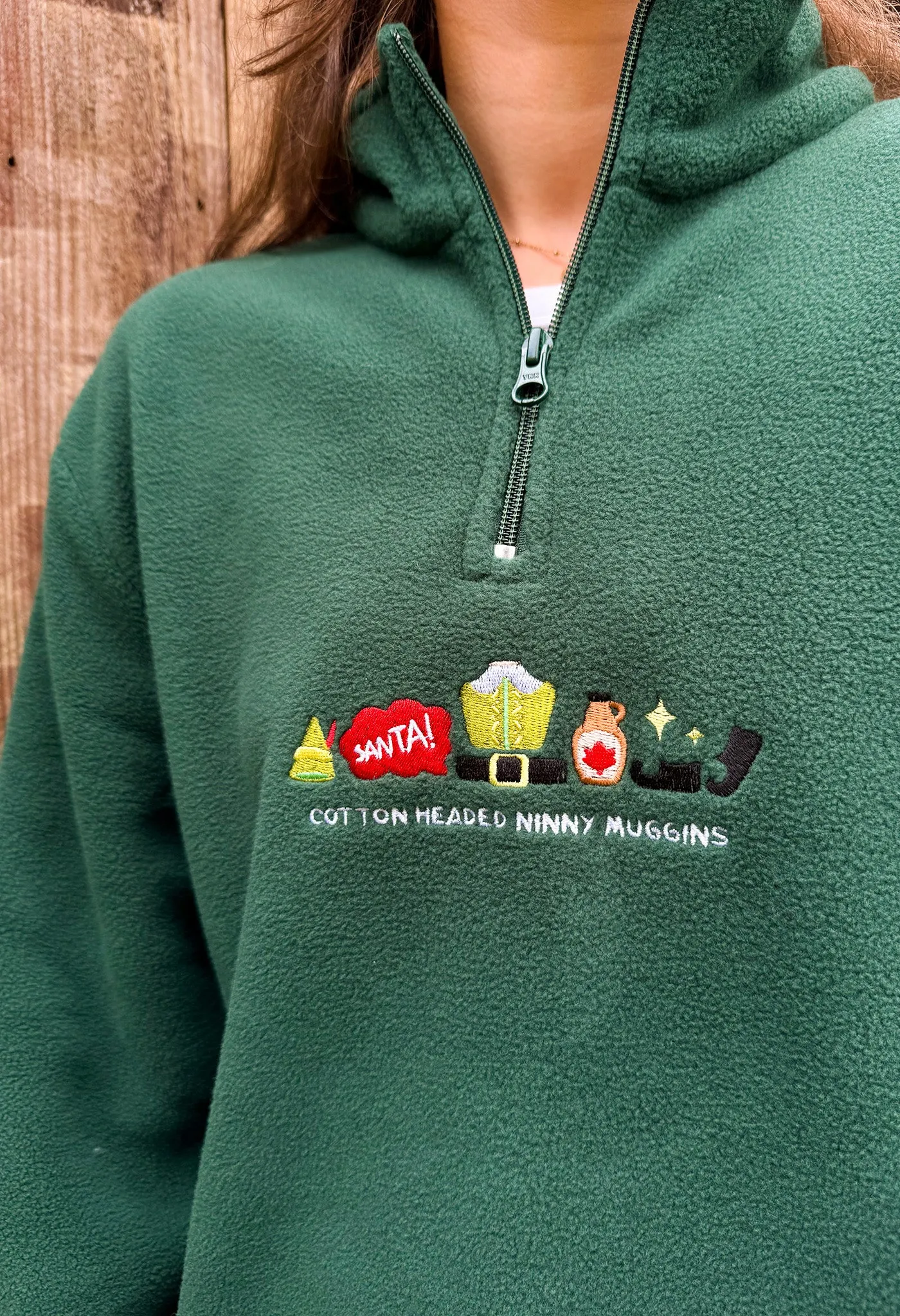 Elf Embroidered Recycled Polyester Quarter Zip Fleece