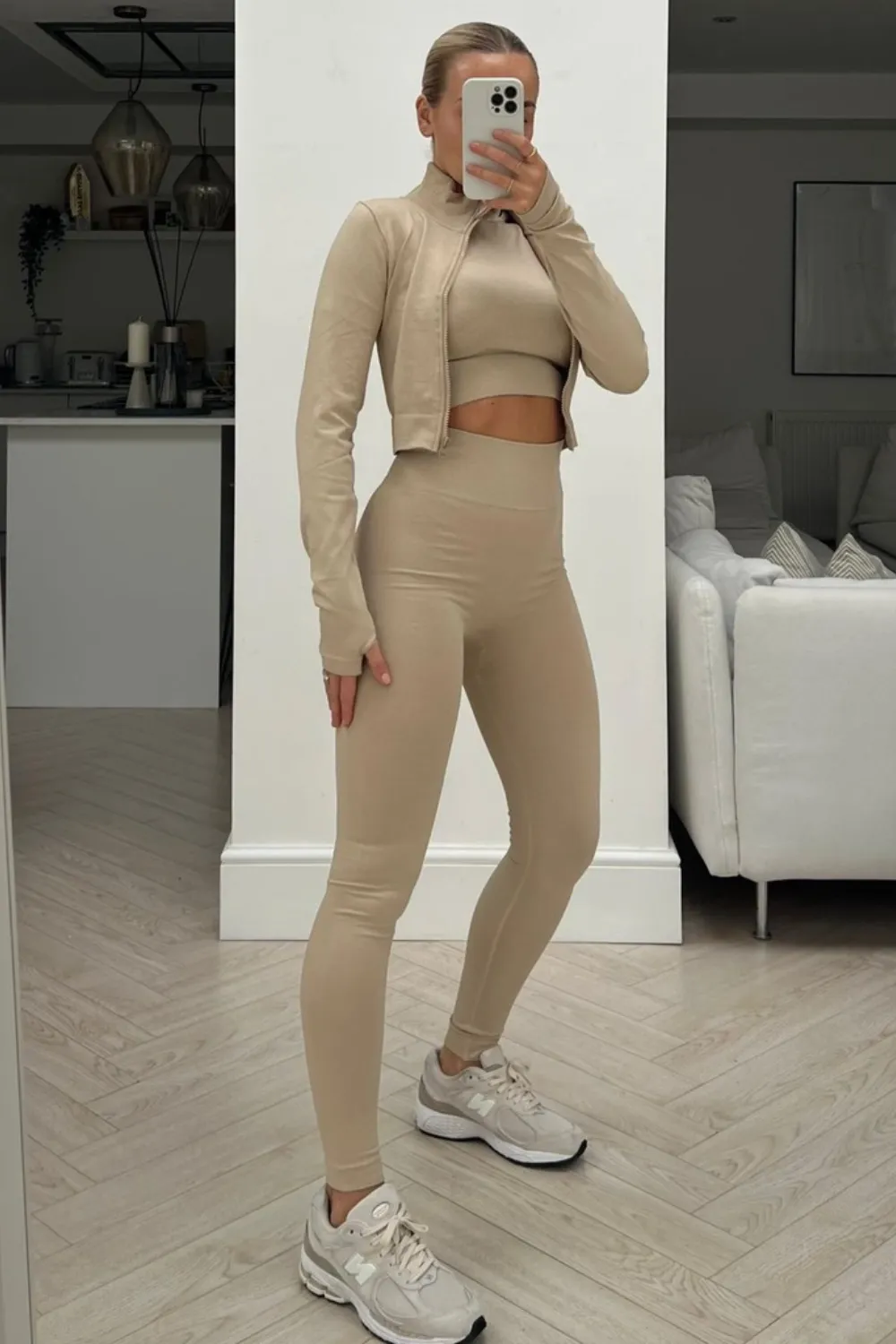 Ellie beige 3 piece activewear set