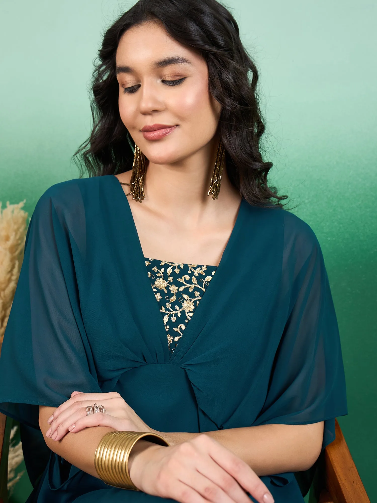 Embroidered Flared Ethnic Dresses