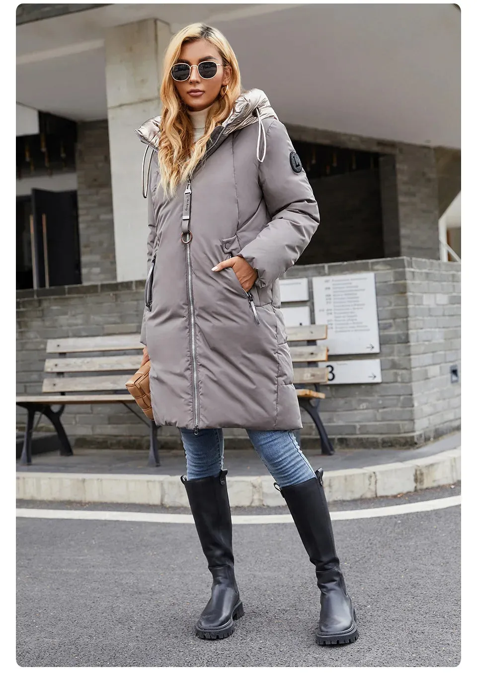 GASMAN 2022 frauen winter jacke Mid-länge warme Mode Mantel frauen zipper Mit Kapuze Kontras marke unten jacke weibliche 21113