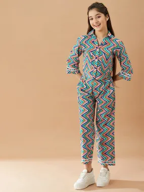 Girls Printed Pure Cotton Shirt With Trousers