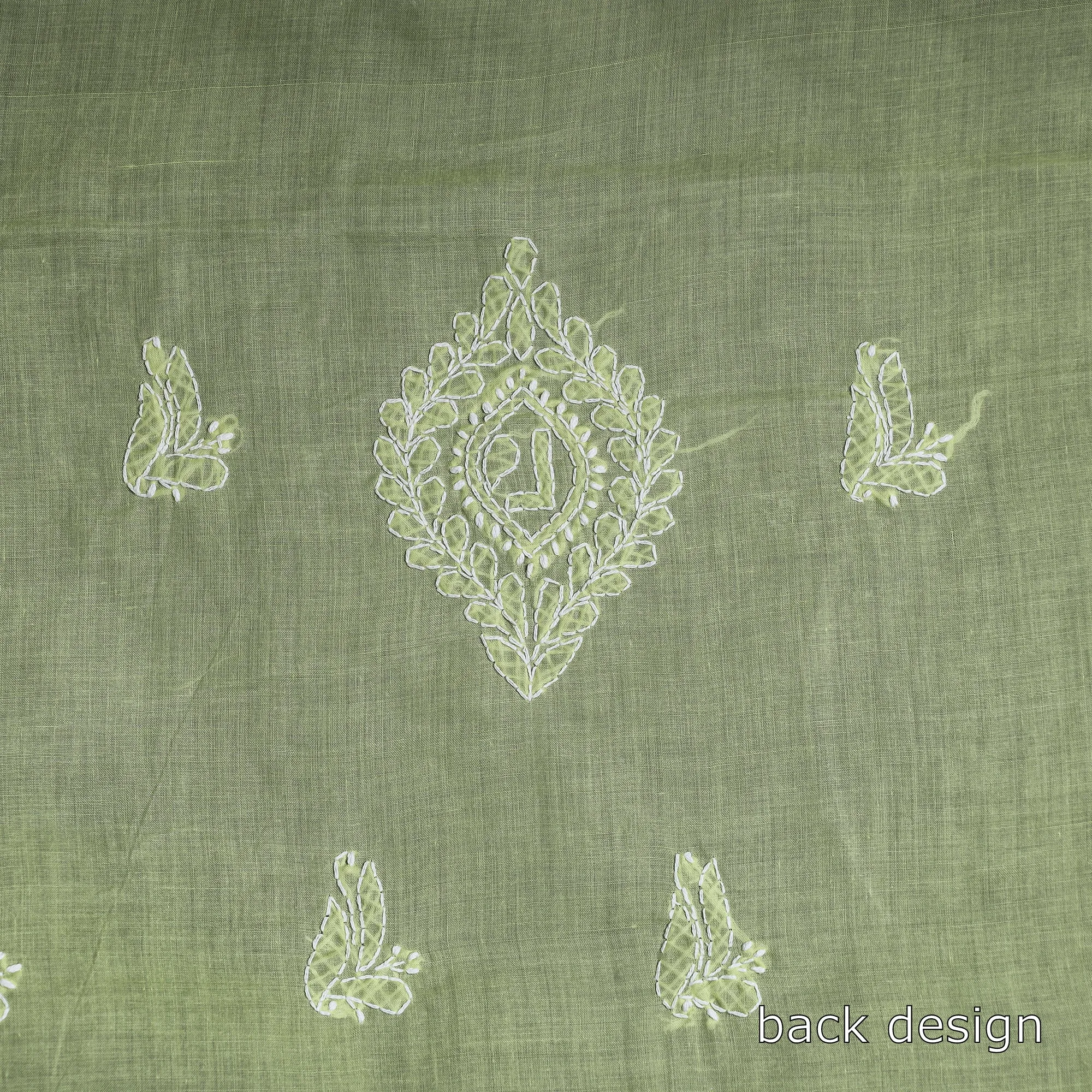 Green - Lucknow Chikankari with Parsi Style Embroidered Cotton Kurta Material - 2.95 Meter