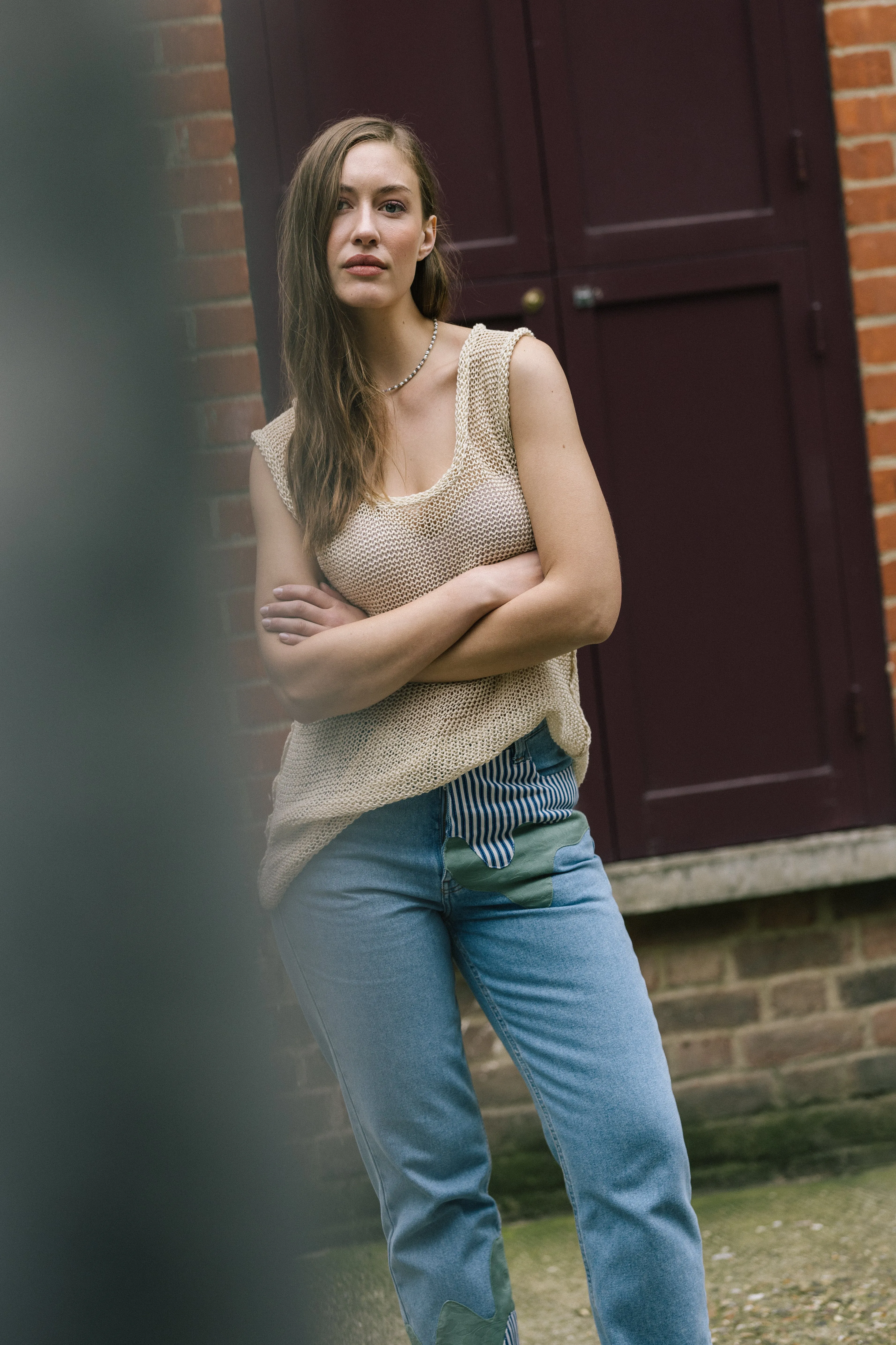 High Waisted Organic & Recycled Melt Patch Blue Jeans