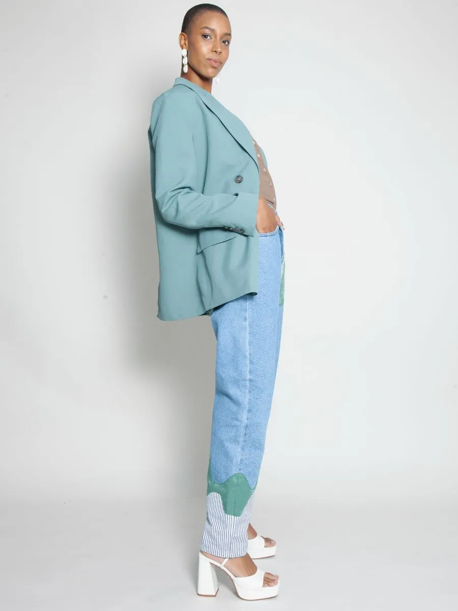 High Waisted Organic & Recycled Melt Patch Blue Jeans