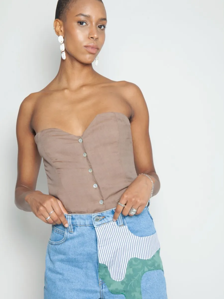 High Waisted Organic & Recycled Melt Patch Blue Jeans