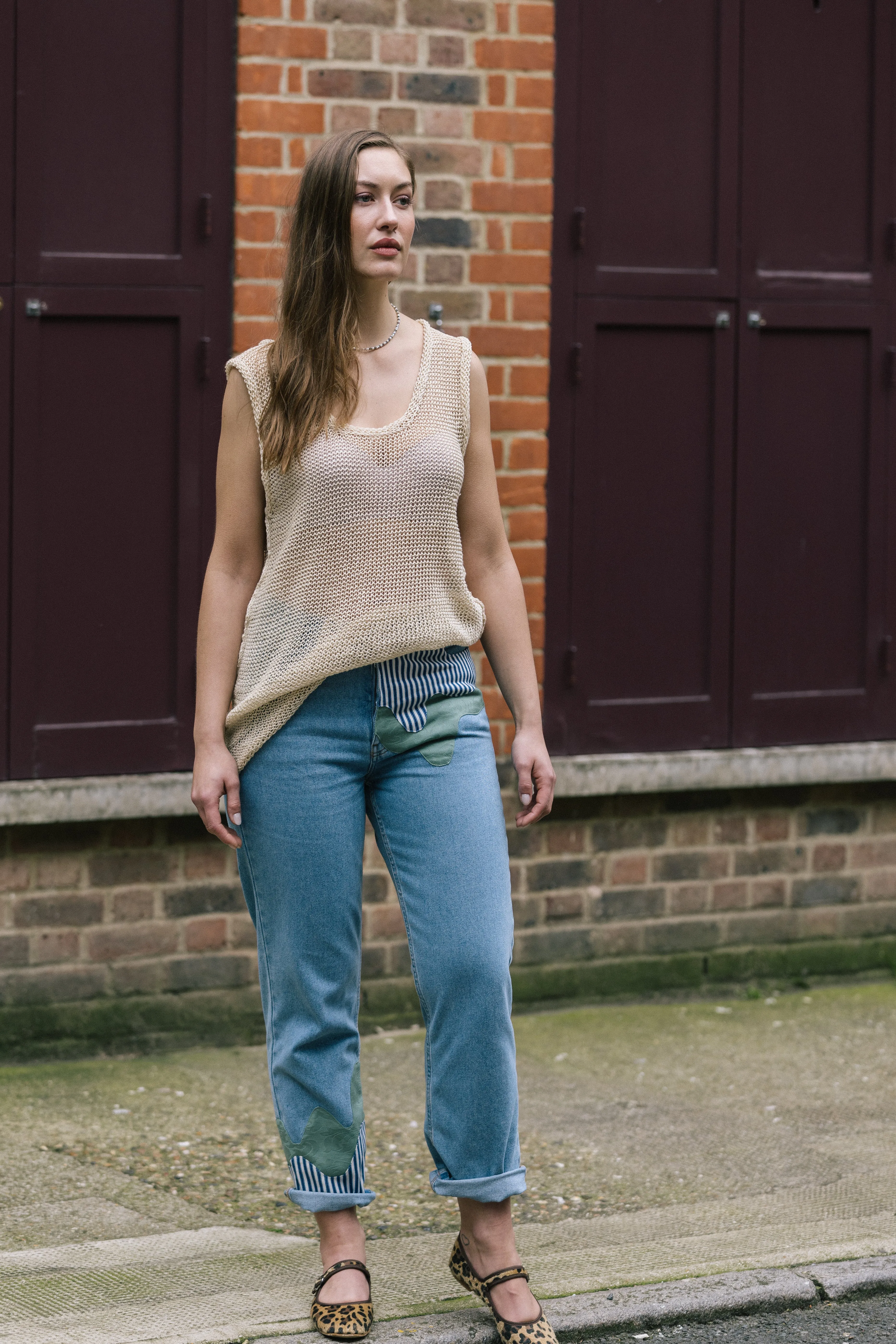 High Waisted Organic & Recycled Melt Patch Blue Jeans