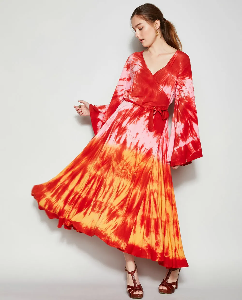 INDIAN SUNRISE TIE DYE WRAP DRESS