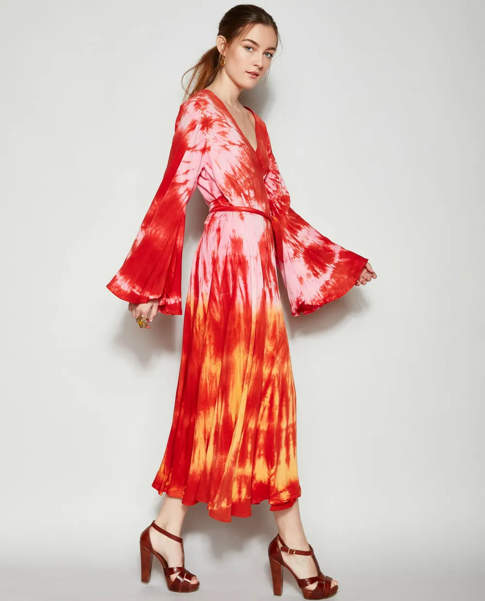 INDIAN SUNRISE TIE DYE WRAP DRESS