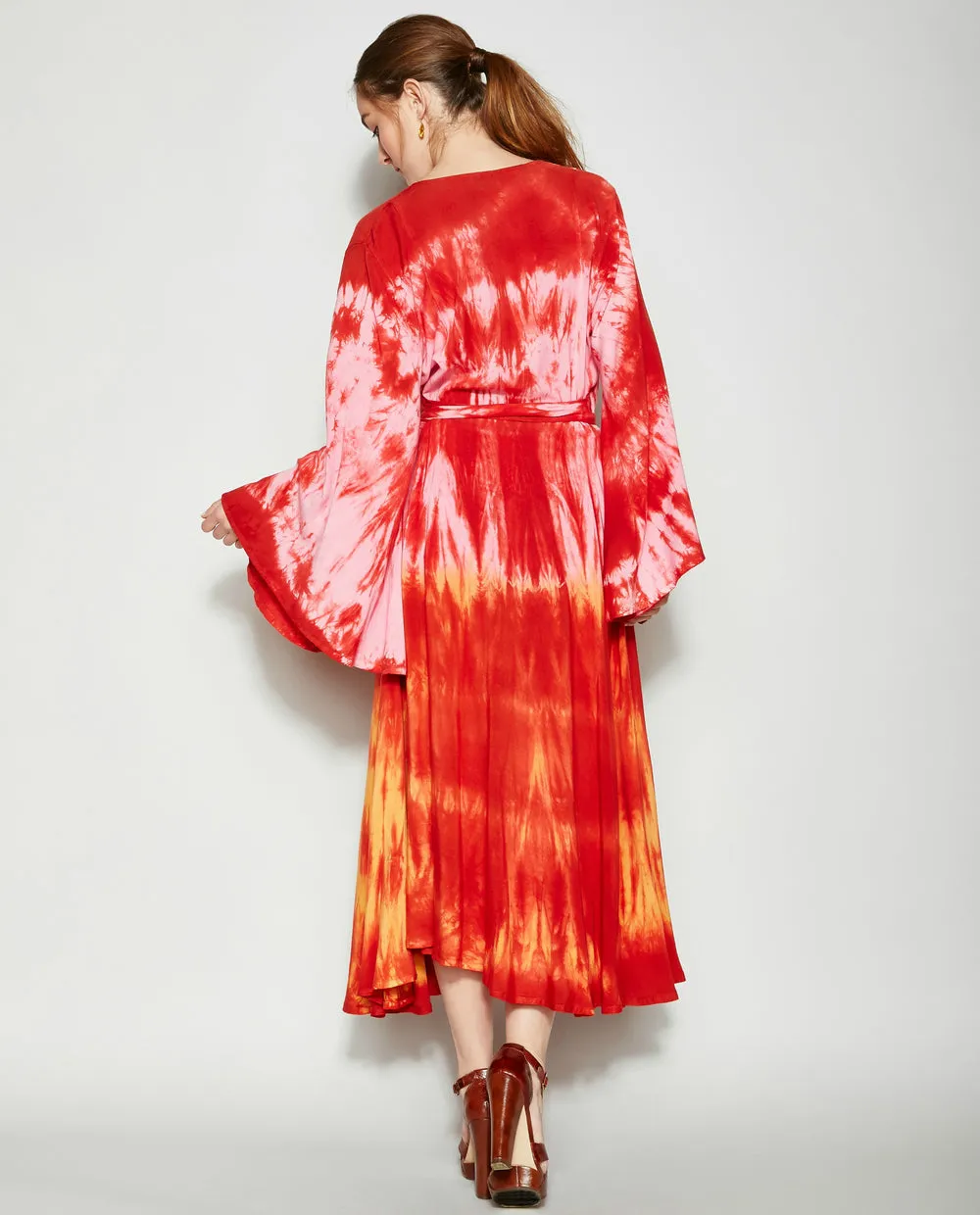 INDIAN SUNRISE TIE DYE WRAP DRESS