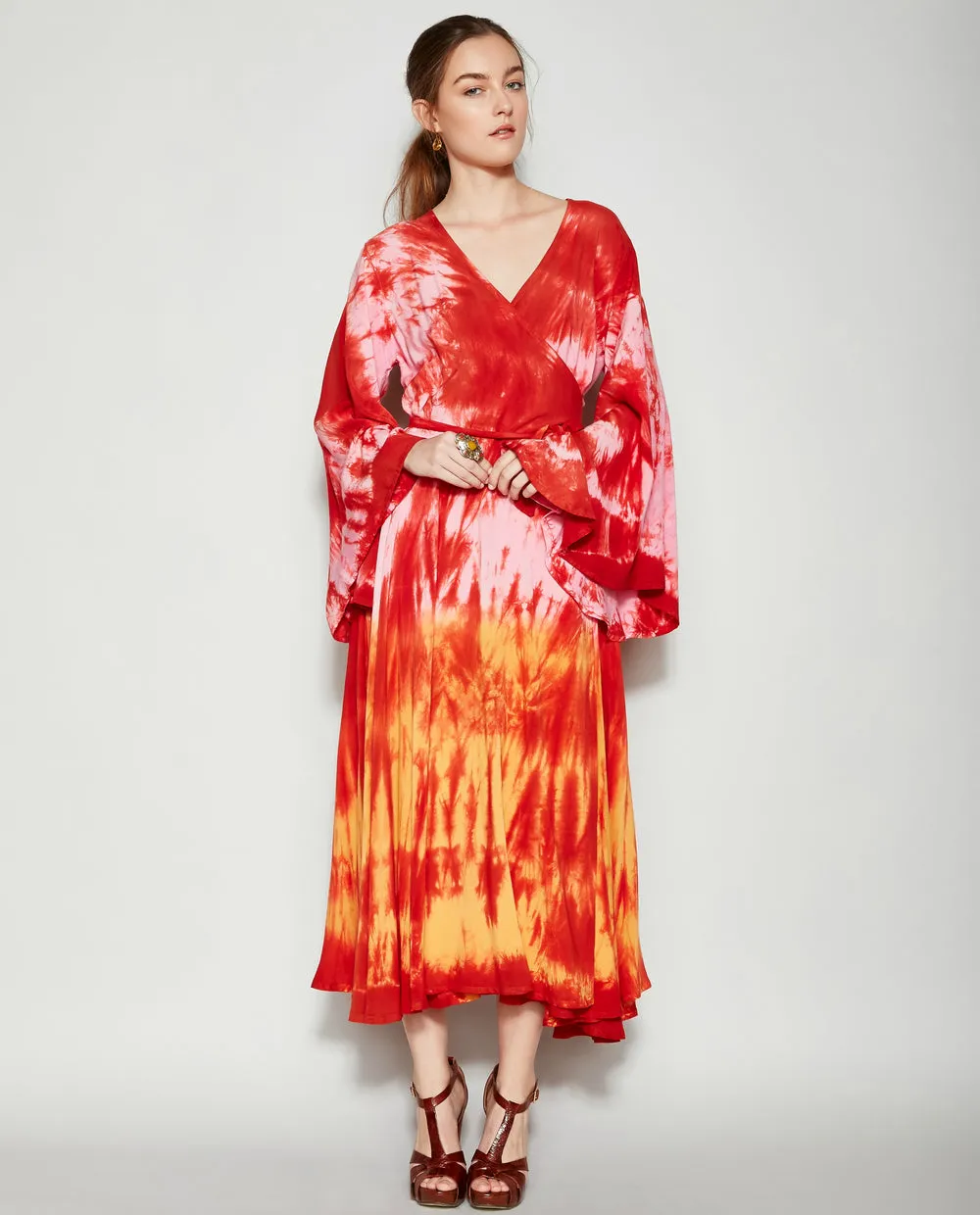 INDIAN SUNRISE TIE DYE WRAP DRESS