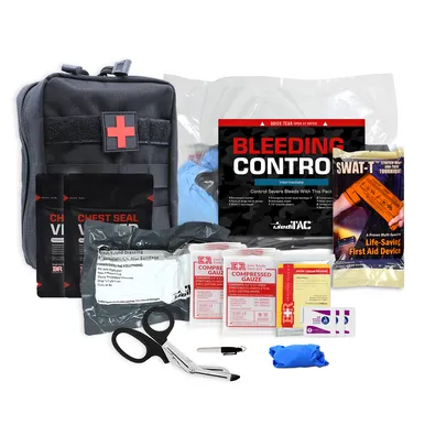 MediTac Intermediate Bleeding Control Pack Feat. Tourniquet, Emergency Bandage, Compressed Gauze Dressing and Vented Chest Seals