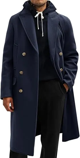 Men's Business Trench Wool Pea Khaki Coat