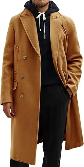 Men's Business Trench Wool Pea Khaki Coat