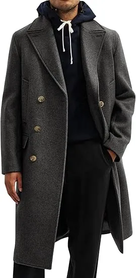 Men's Business Trench Wool Pea Khaki Coat