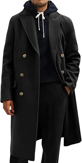 Men's Business Trench Wool Pea Khaki Coat