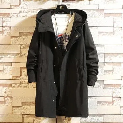 Men's Long Coat Men Hooded Jackets Windbreaker