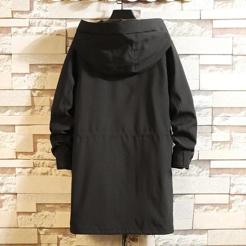 Men's Long Coat Men Hooded Jackets Windbreaker