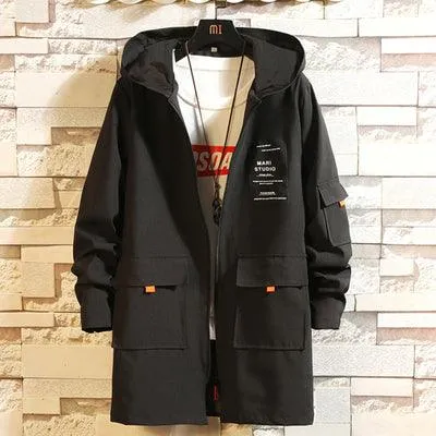 Men's Long Coat Men Hooded Jackets Windbreaker